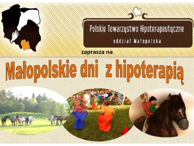 plakat Małopolskich Dni Hipoterapii - dzieci na koniach