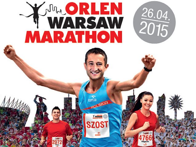 Baner Orlen Warsaw Marathon, data: 26.04.2015, na zdjęciu: trójka biegaczy