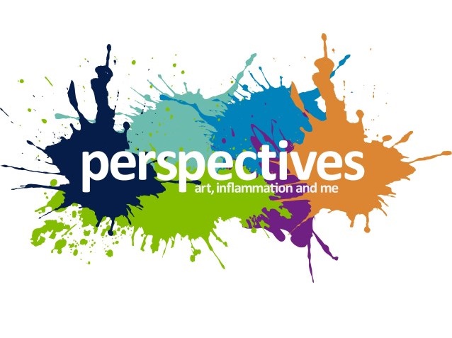 logo wystawy Perspektywy - połączone kilka kolorowych plam atramentu