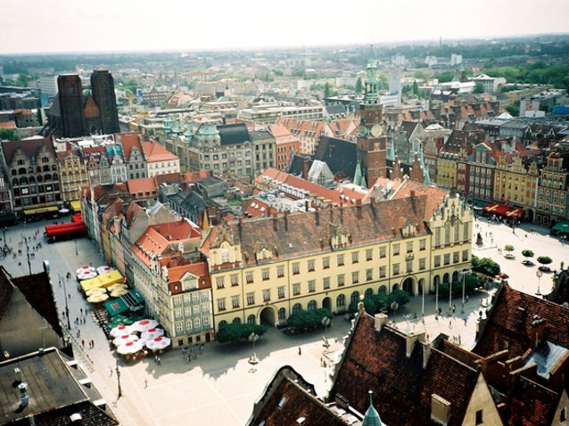 Stary Rynek we Wrocławiu, zdjęcie z lotu ptaka