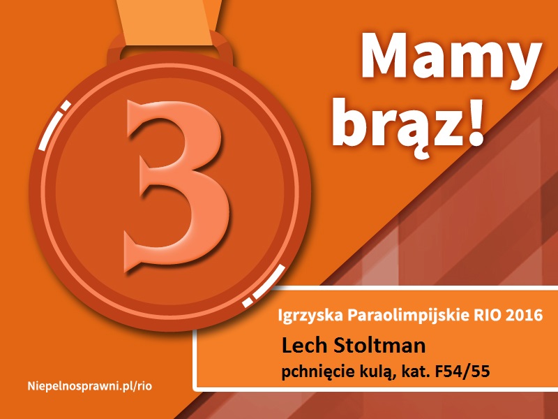 Grafika z napisem: mamy brąz i nazwiskiem Lech Stoltman