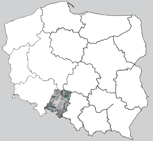 mapa Polski z zaznaczonym województwem opolskim