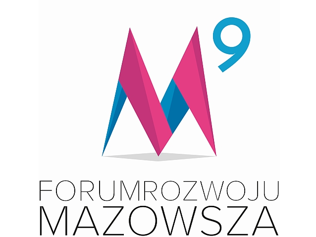 Logo 9. Forum Rozwoju Mazowsza: duża litera M do potęgi 9