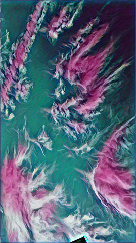 obraz Agnieszki Peszel - na morskim tle plamy w różnych odcieniach koloru różowego i białego