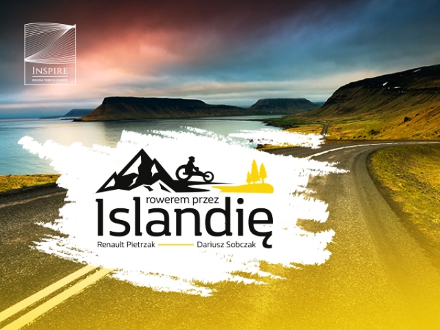 droga asfaltowa w Islandii i podpis Wyprawa przez Islandię