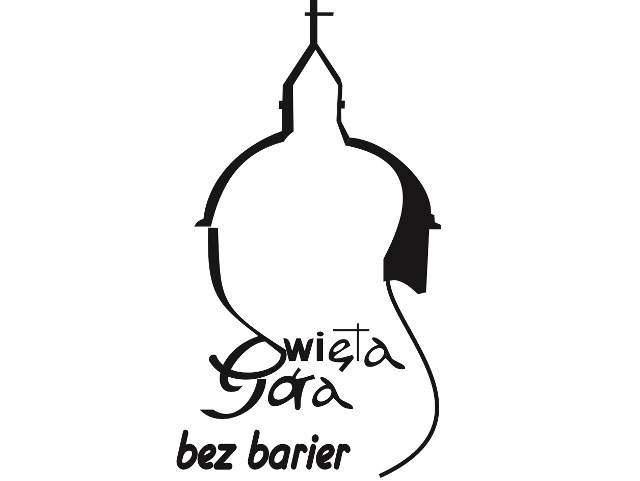 logo na białym tle czarną kreską jakby kształt skrzypiec połączony z napisem święta góra bez barier