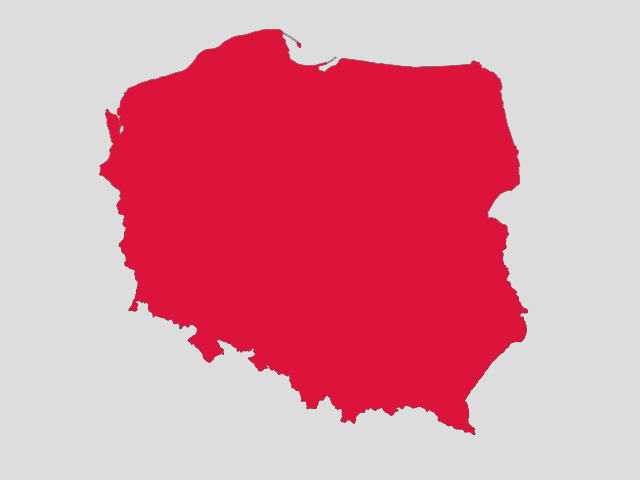 mapa Polski na czerwono