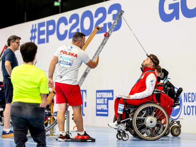 Damian iskrzycki podczas zawodów Boccia