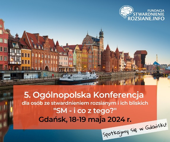 Plakat promujący konferencję, dotyczącą Stwardnienia Rozsianego, odbywającej się w Gdańsku.