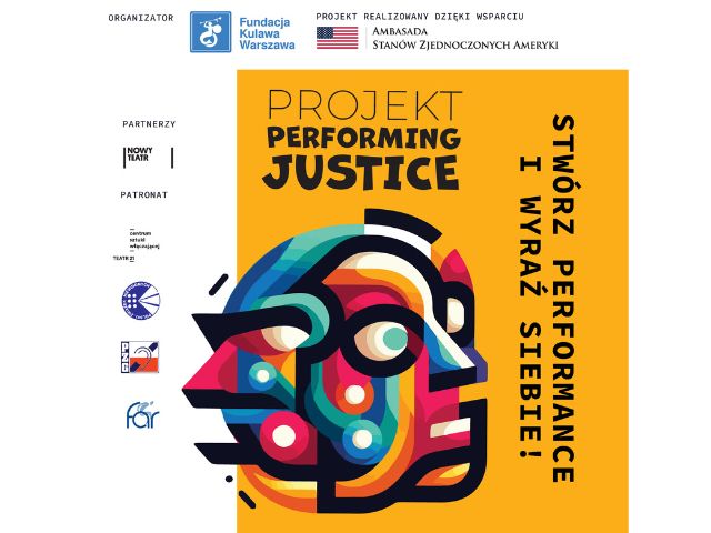 plakat projektu Performing Justice. 