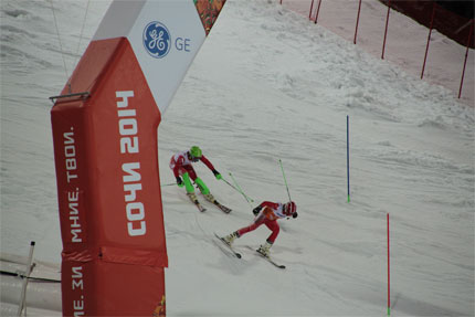 Maciej Krężel i Anna Ogarzyńska podczas startu w slalomie